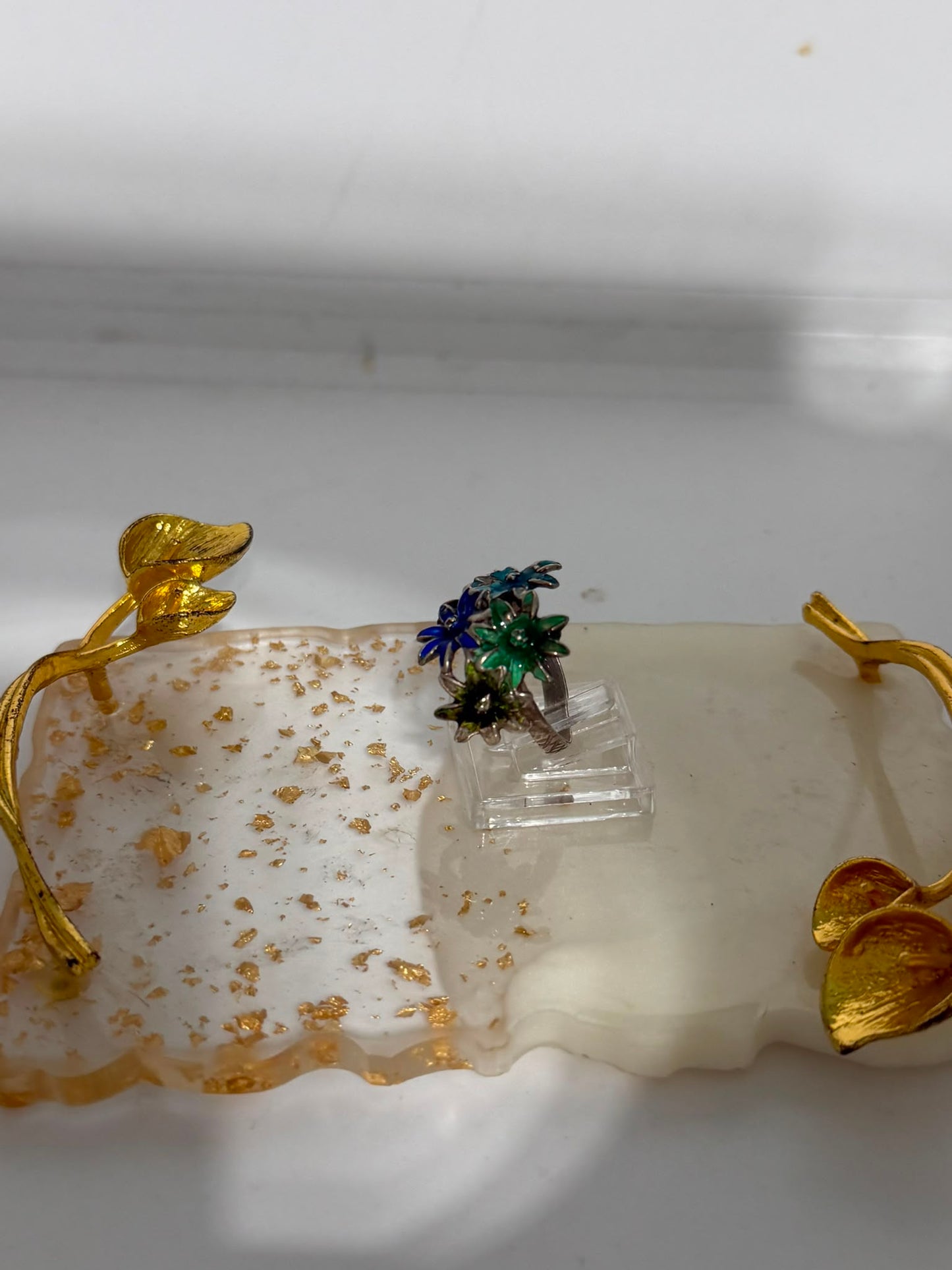 Anello Bouquet di Fiori Smaltati in Argento 925 – Pezzo Unico