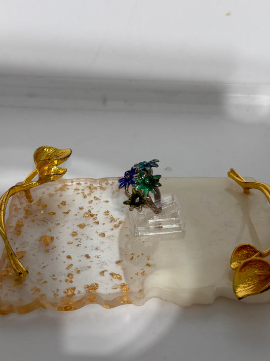 Anello Bouquet di Fiori Smaltati in Argento 925 – Pezzo Unico