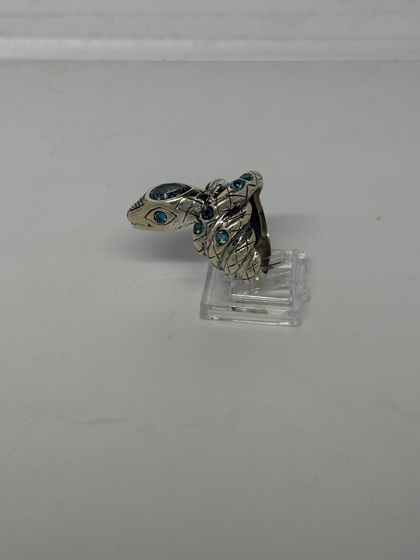Anello serpente in argento 925 acquamarina