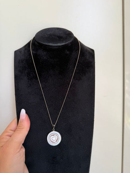 Collana in argento 925 con madreperla e cammeo a cuore