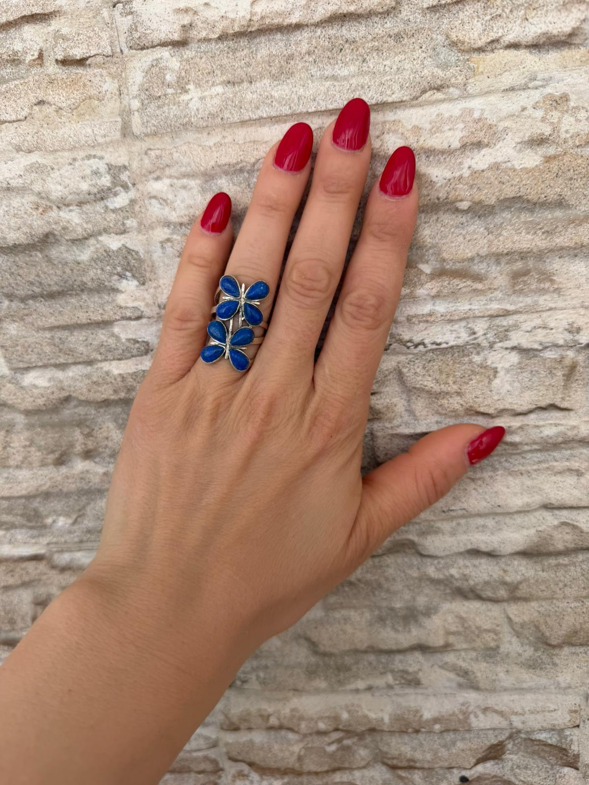 Anello Farfalle Argento 925 con Lapis Blu – Pezzo Unico