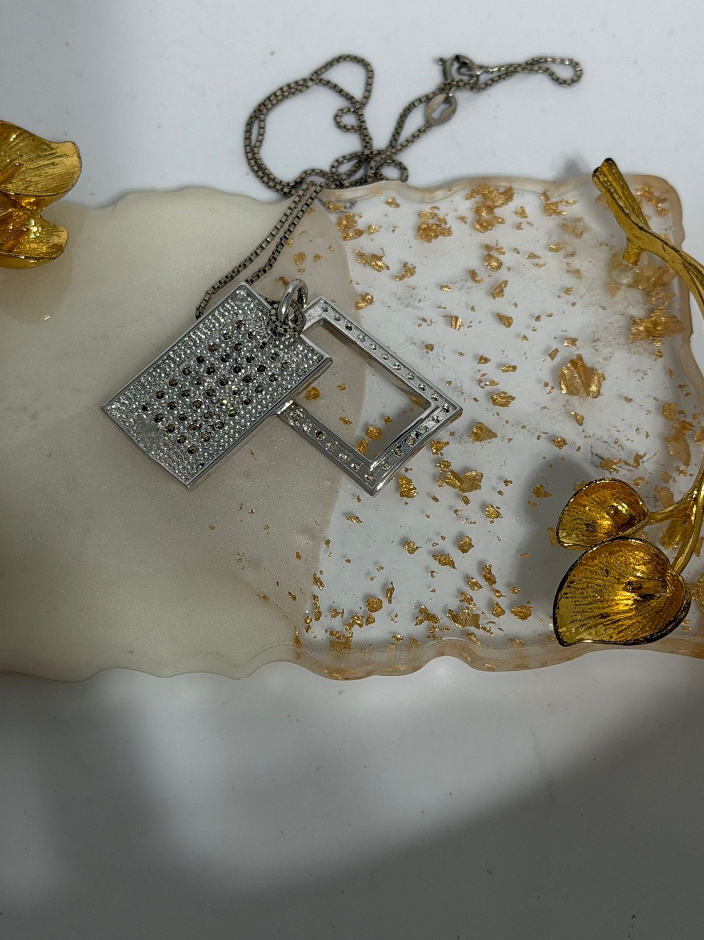 Collana in Argento 925 con Due Targhette Zirconiate