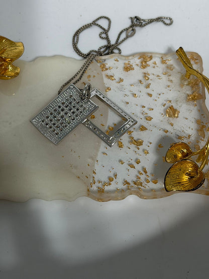 Collana in Argento 925 con Due Targhette Zirconiate
