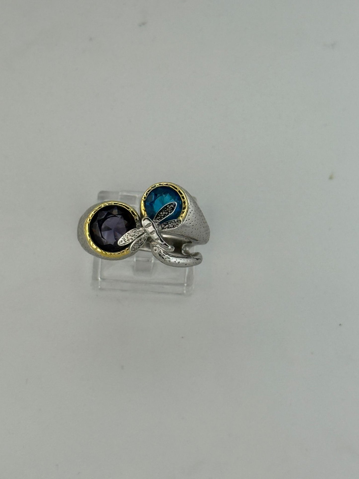 Anello in argento 925 ametista e topazio