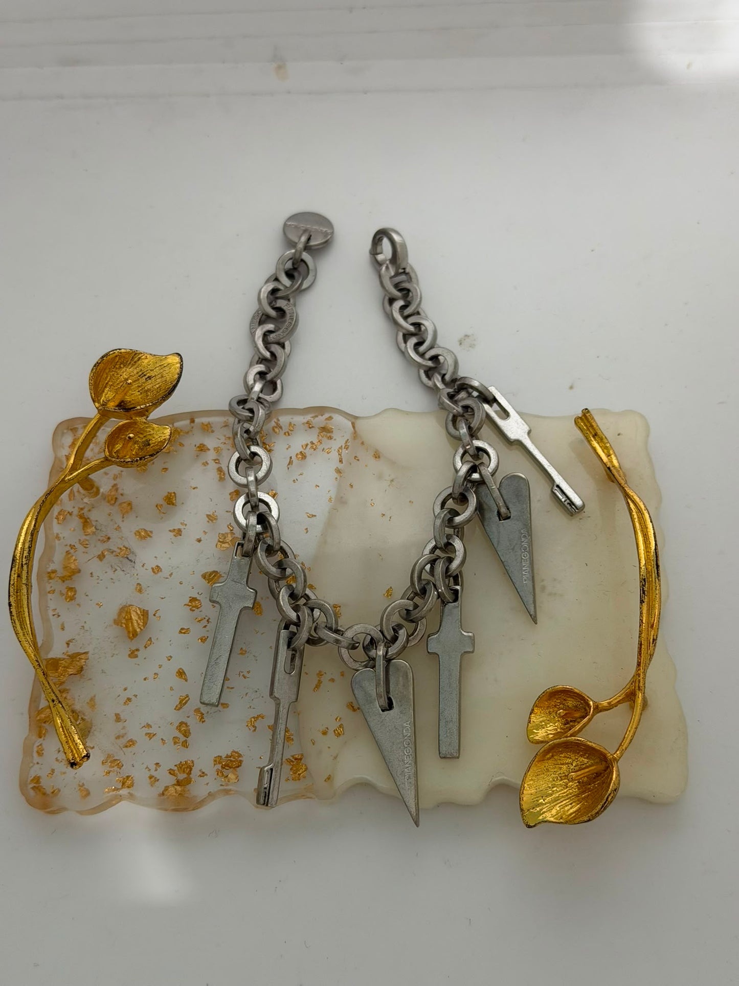 Bracciale in Argento 925 con Croci, Chiave e Pendente Pianegonda – Pezzo Unico