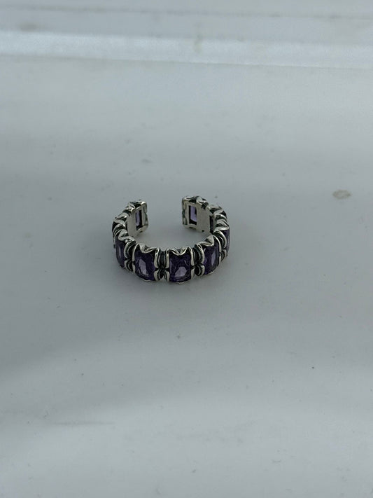 Anello fascia ametista viola in argento 925