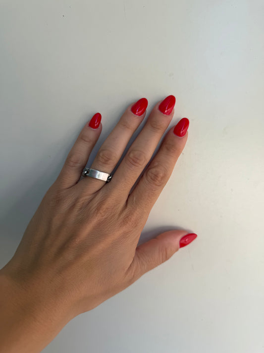 Anello Groumette con Targhetta in Argento 925 – Stile Moderno Artigianale
