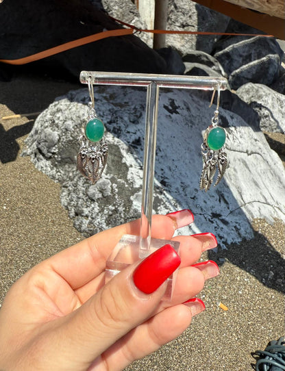 Orecchini giada verde in argento 925