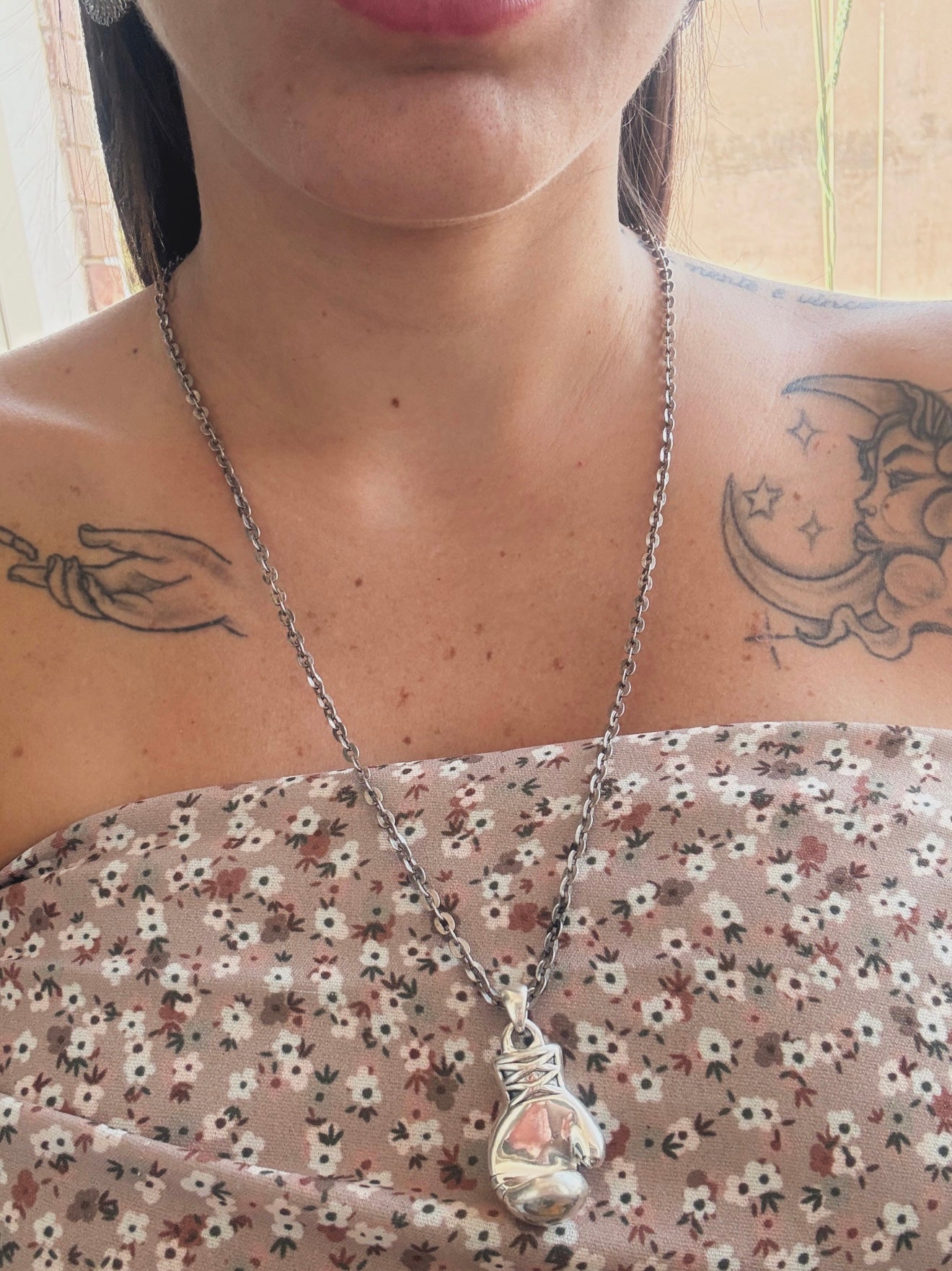 Collana in argento 925 guantone da pugile