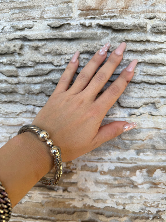 Bracciale intrecciato sfere in argento 925