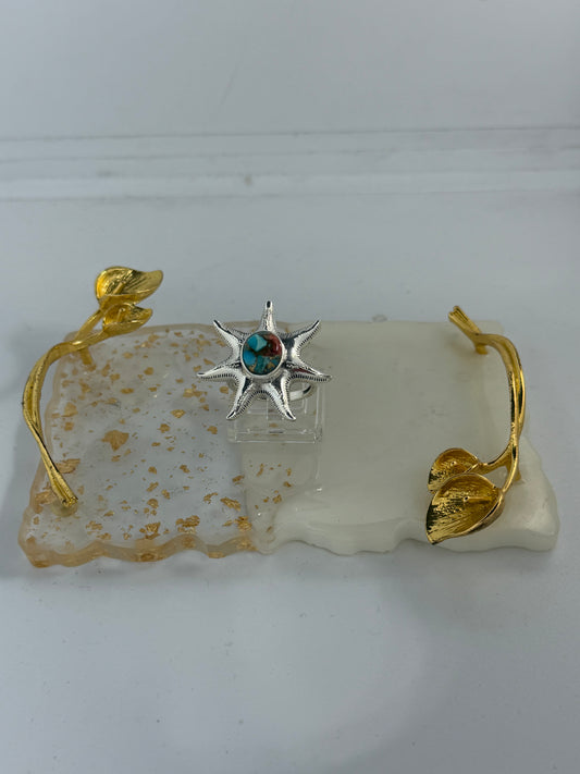 Anello Stella in Argento 925 con Turchese Americano – Pezzo Unico Artigianale