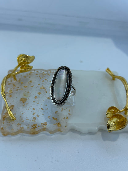 Anello in argento 925 madreperla bianca