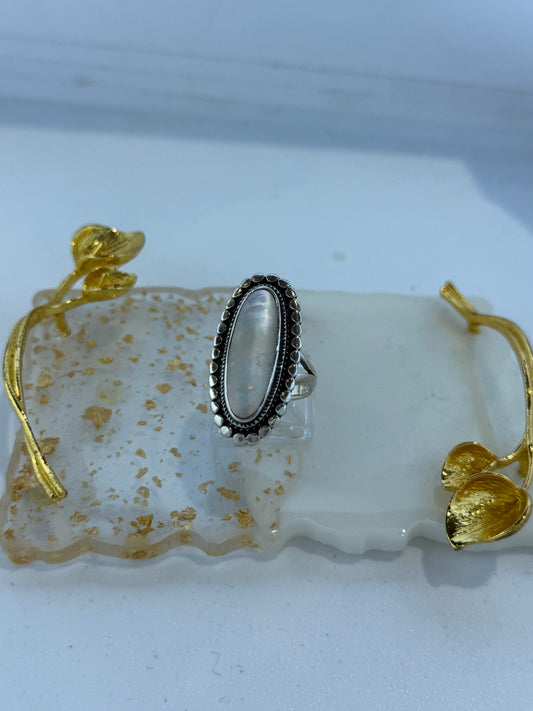 Anello in argento 925 madreperla bianca