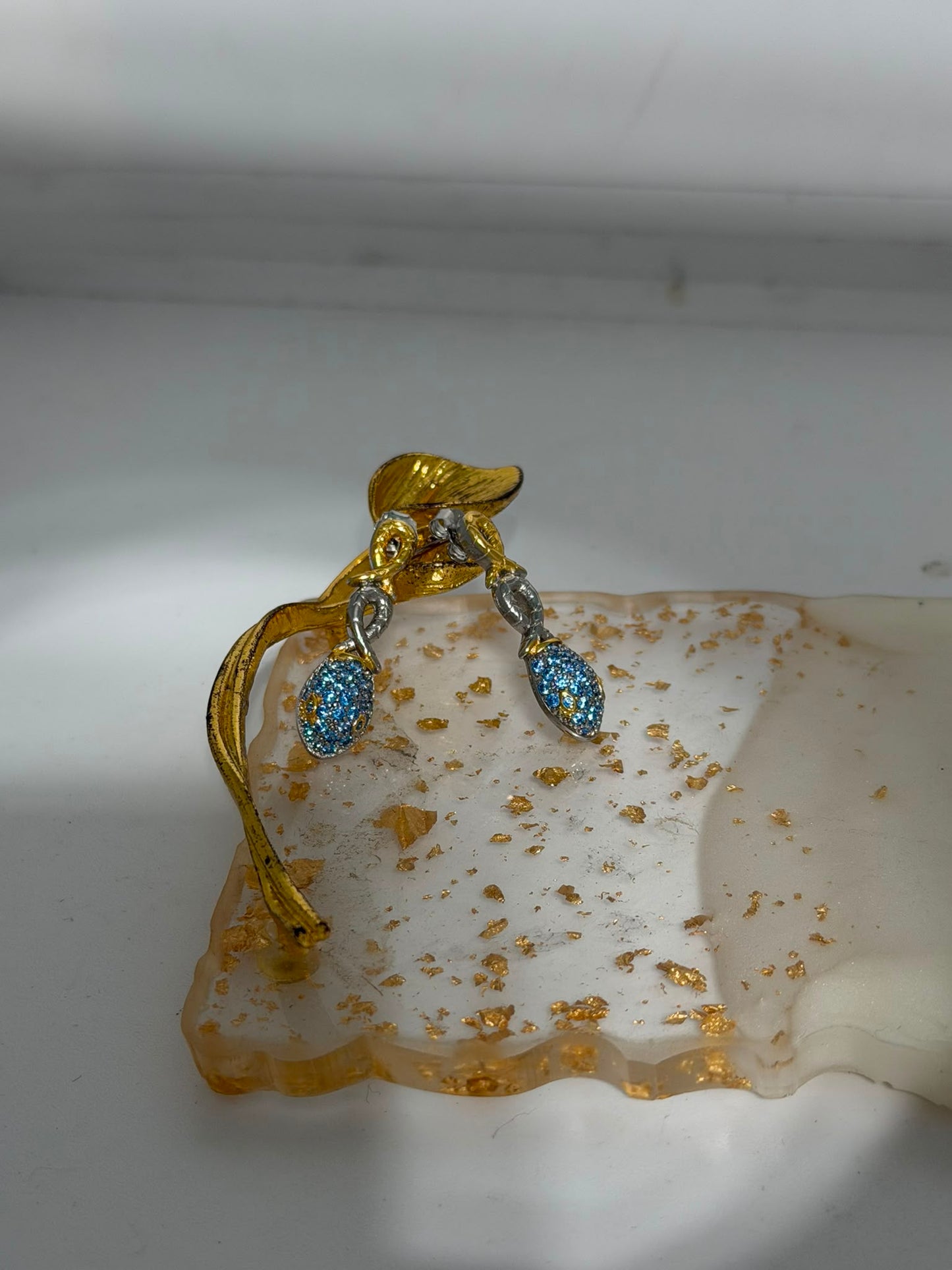 Orecchini Serpente in Argento 925 con Pietre Azzurre – Pezzo Unico