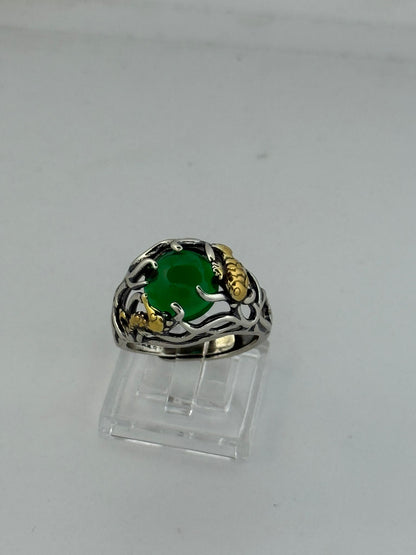 Anello in argento 925 giada verde
