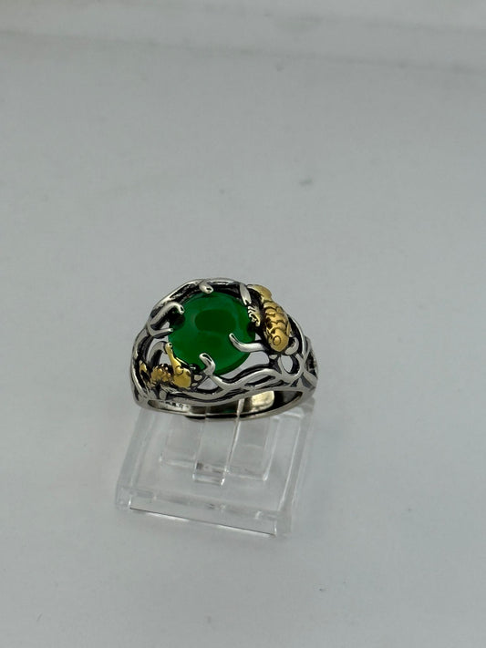 Anello in argento 925 giada verde