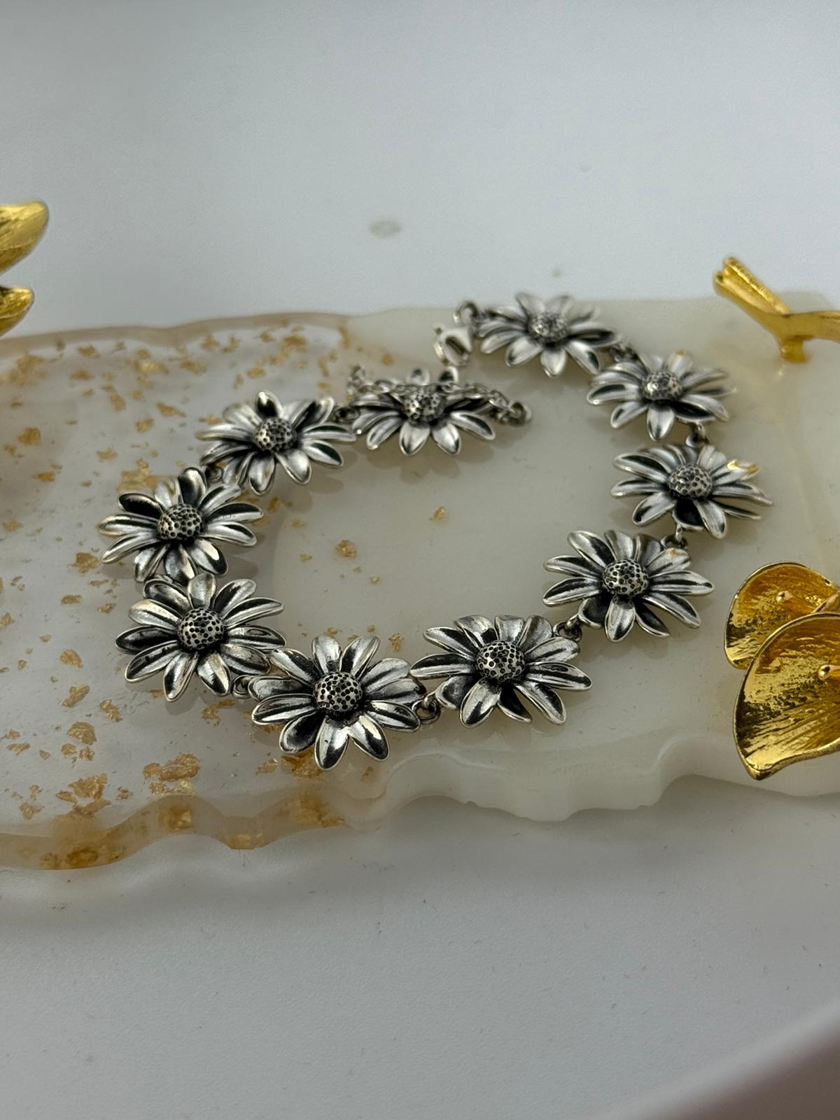 Bracciale Argento 925 Girasoli – Pezzo Unico Artigianale