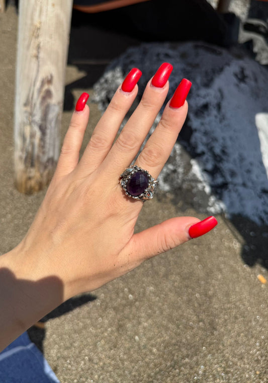 Anello in argento 925 ametista viola