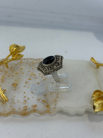 Anello in argento 925 onice nero