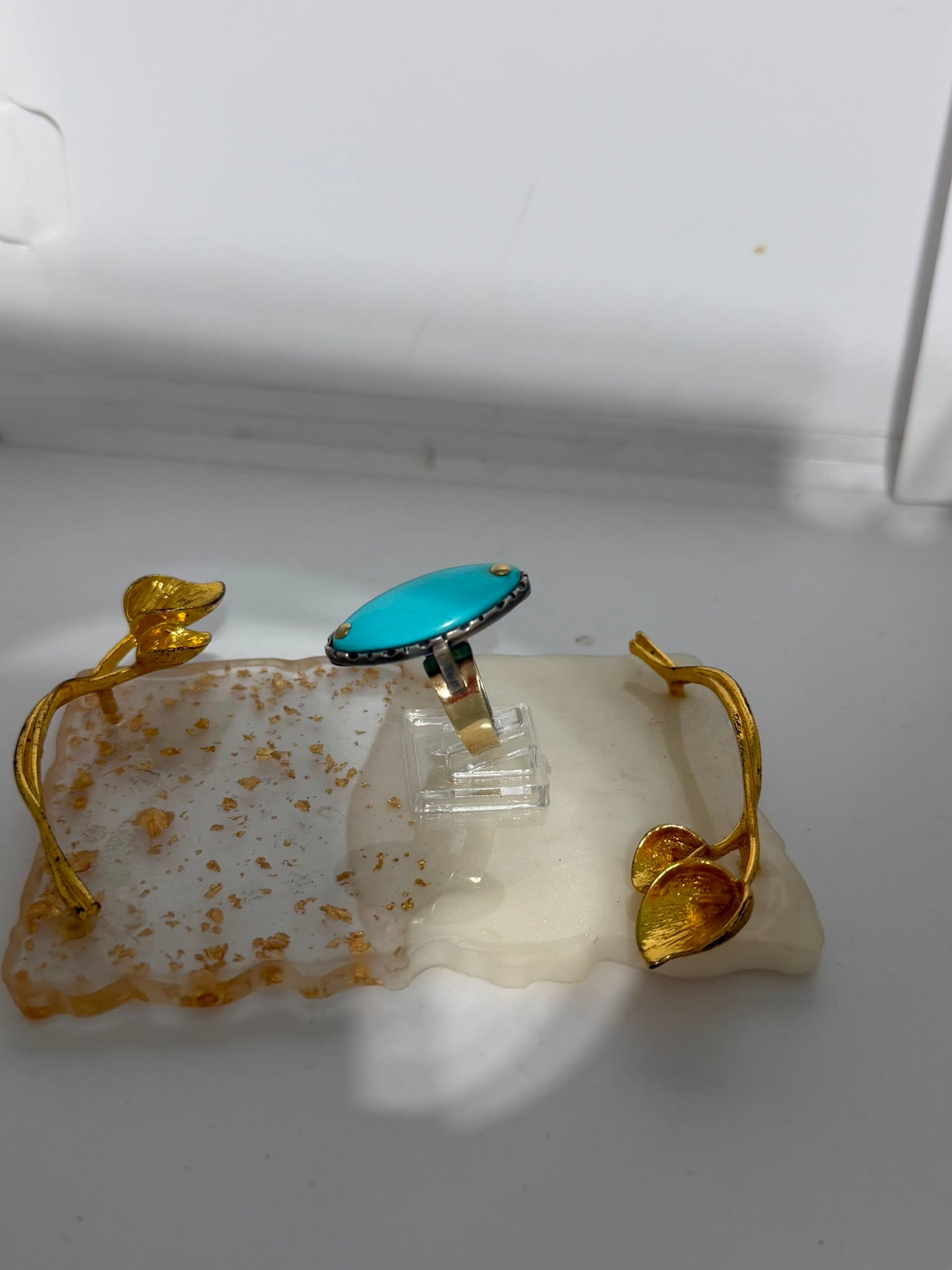 Anello Bottone in Argento 925 con Turchese – Pezzo Unico