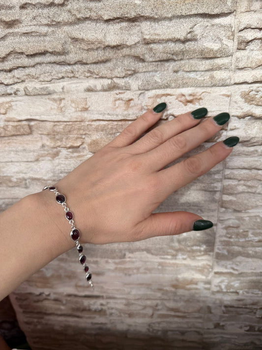 Bracciale in argento 925 granato rosso