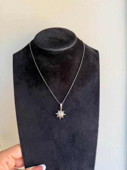 Collana in Argento 925 Luna e Sole con Viso – Ciondolo Bombato Artigianale