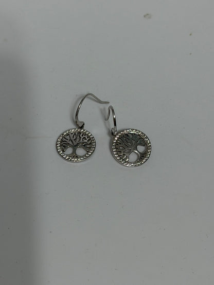 Orecchini Pendenti in Argento 925 Albero della Vita con Zirconi Bianchi
