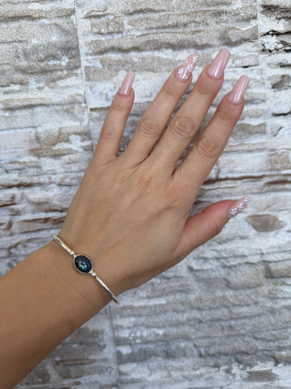 Bracciale in argento 925 labradorite verde