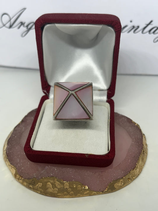 Anello in argento 925 madreperla rosa