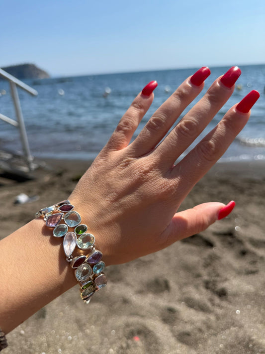 Bracciale in argento 925 pietre multicolor