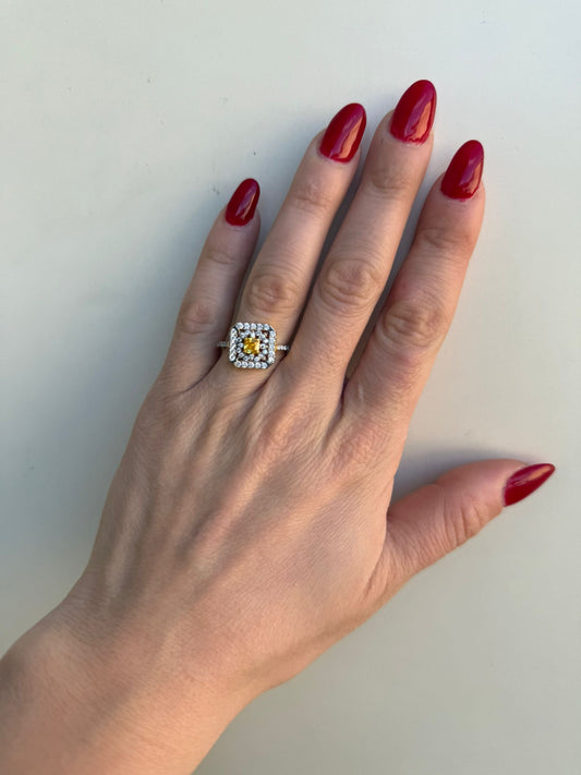 Anello in argento 925 pietra gialla