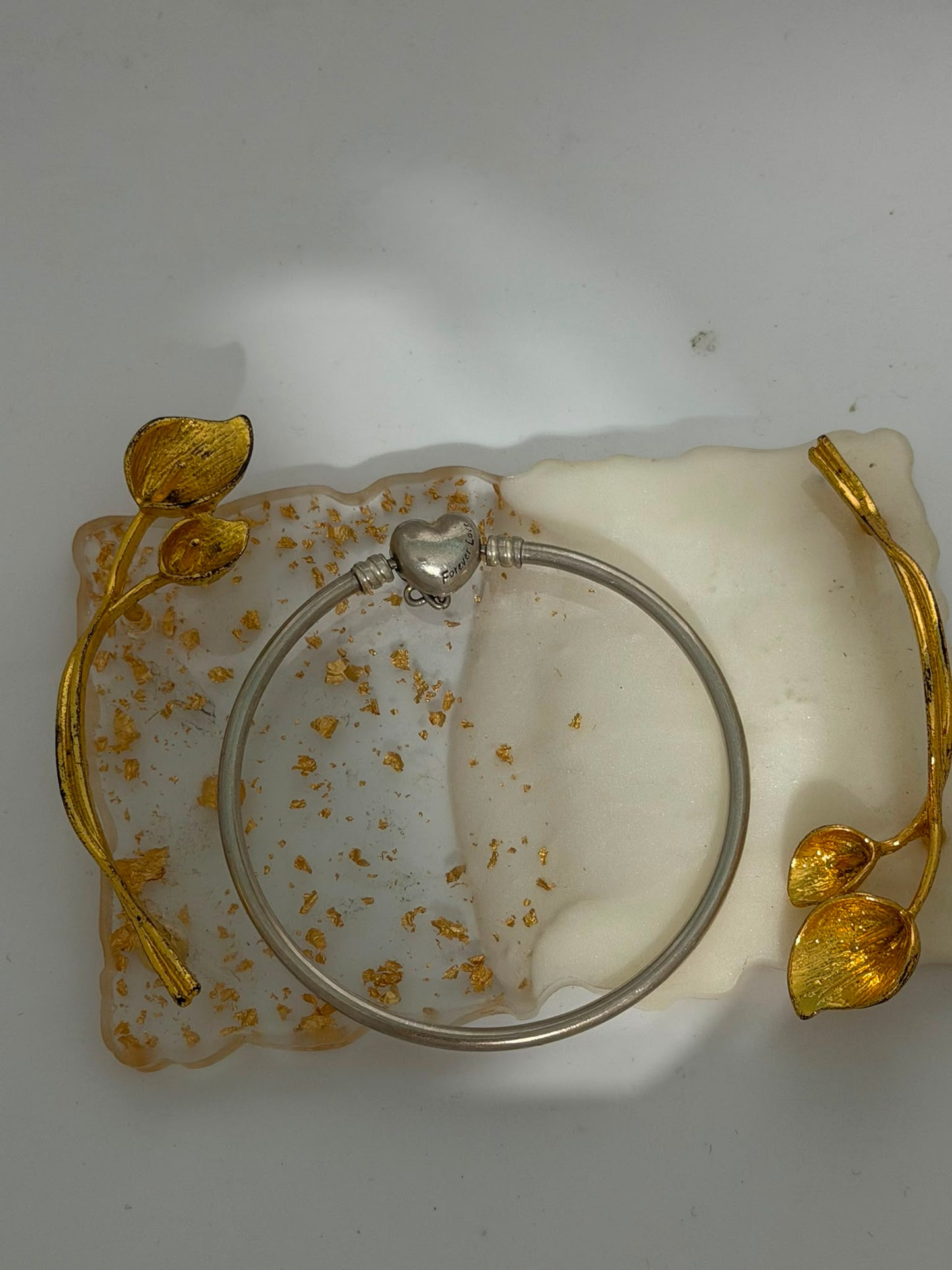 Bracciale Rigido a Cerchio Argento 925 Chiusura a Cuore Firmato Pandora