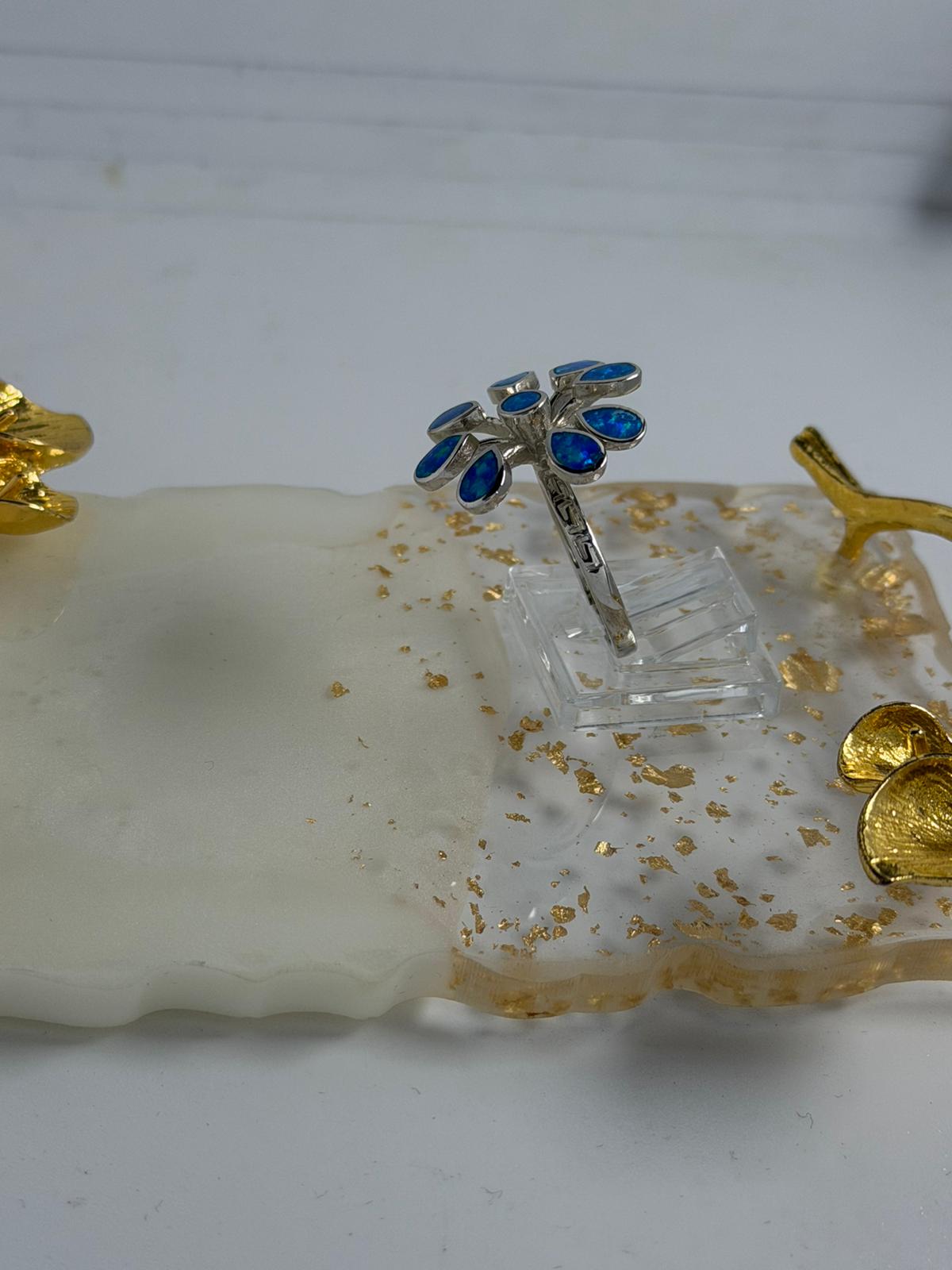Anello Argento 925 Fiore con Opale – Pezzo Unico Artigianale