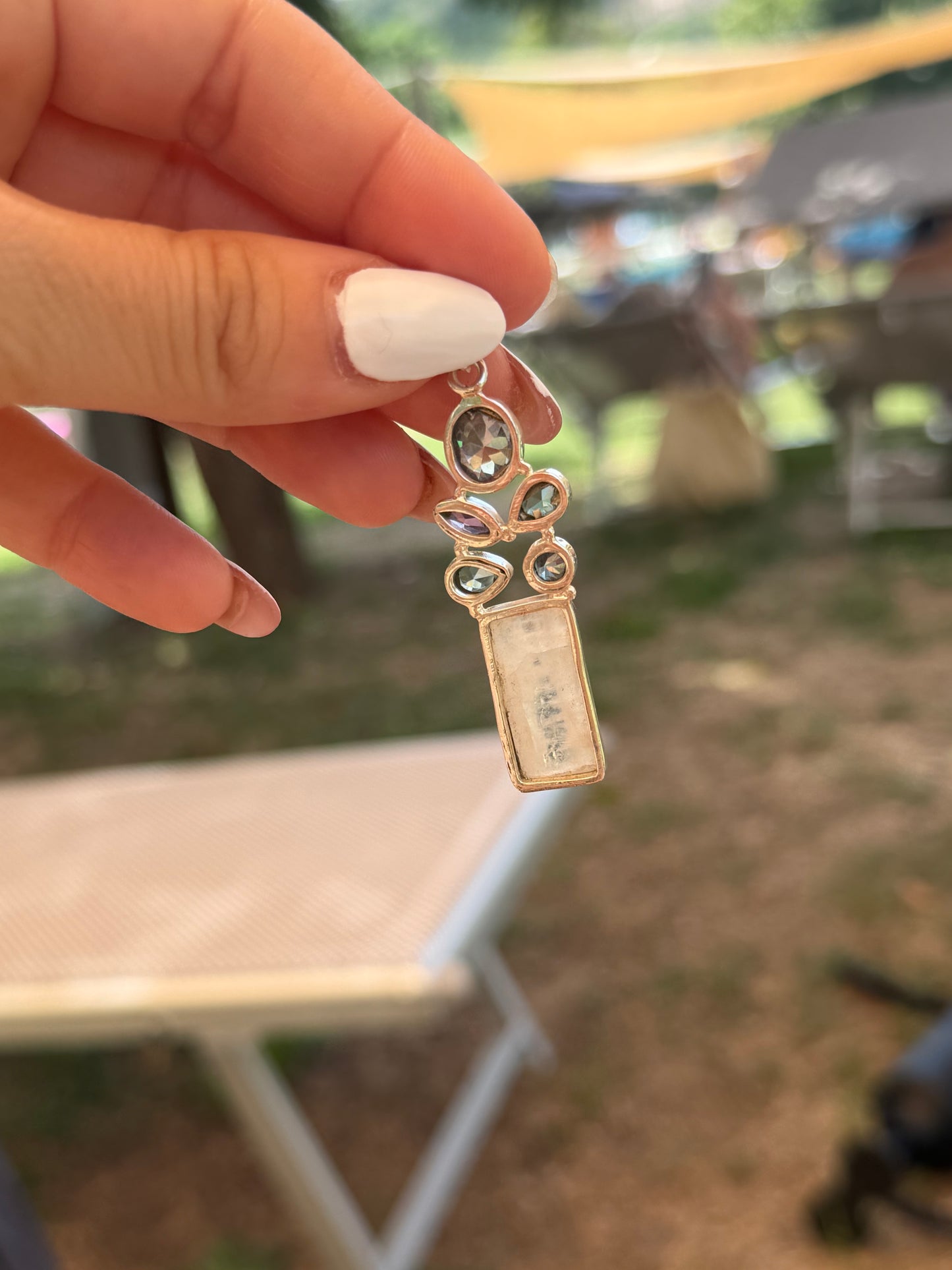 Collana in Argento 925 con Ametista, Acquamarina, Pietra di Luna e Topazio Mistico – Pezzo Unico