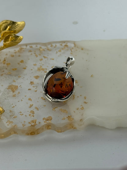 Collana in argento 925 con Ambra Baltica – Pezzo Unico Artigianale