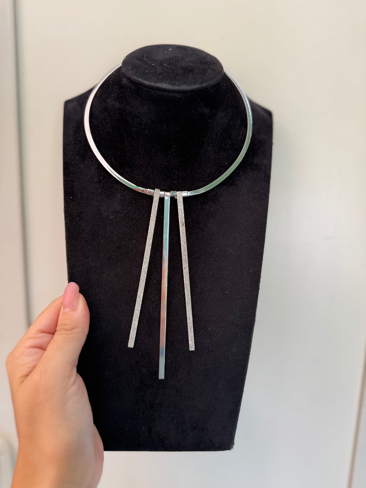 Collana rigida diamantata PIANEGONDA in argento 925 – Firmata, pezzo unico