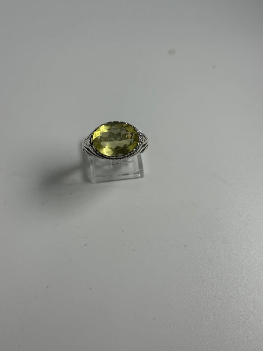 Anello Argento 925 Serpentino Verde Sfaccettato Centrale | Misura 15 | Pezzo Unico