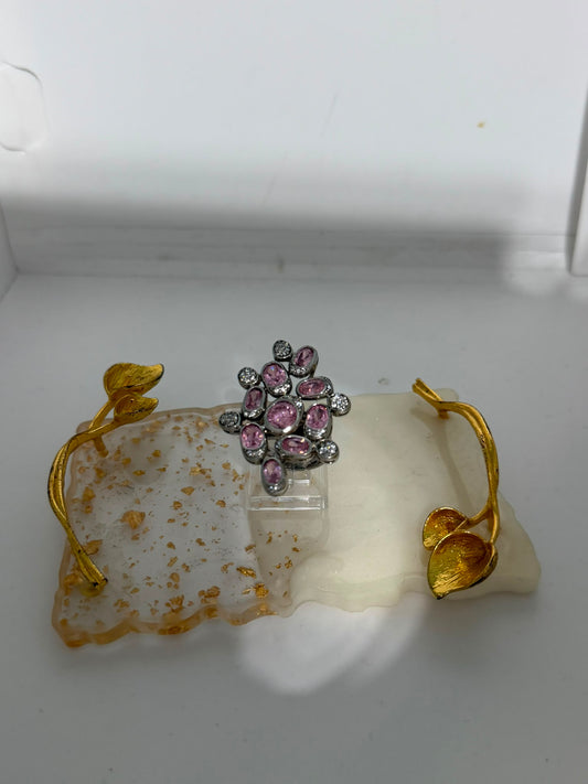 Anello in Argento 925 con Rosa di Francia e Cristallo di Rocca – Pezzo Unico