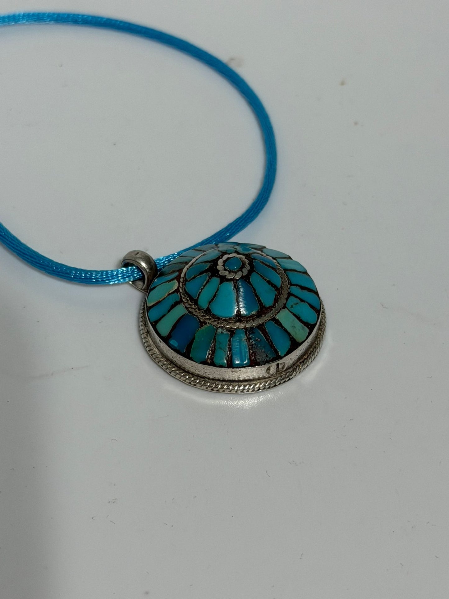 Collana in Argento 925 con Amuleto e Pietre Turchese Naturali