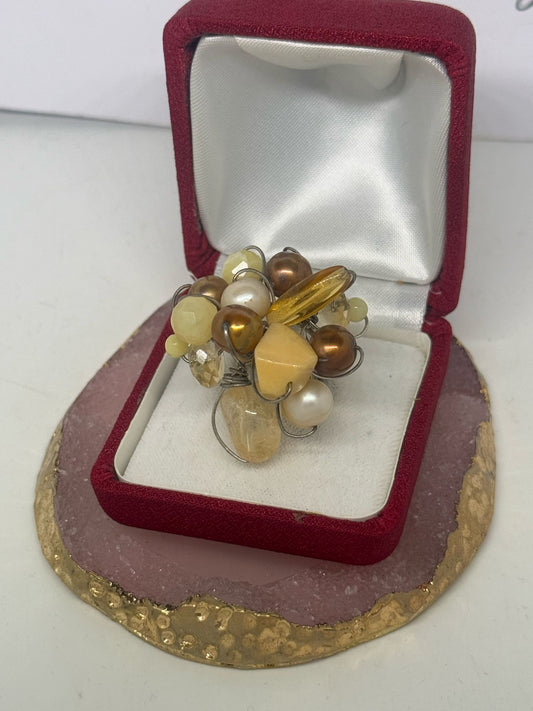Anello in argento 925 pietre gialle