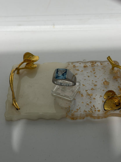 Anello in argento 925 con acquamarina – Misura 18
