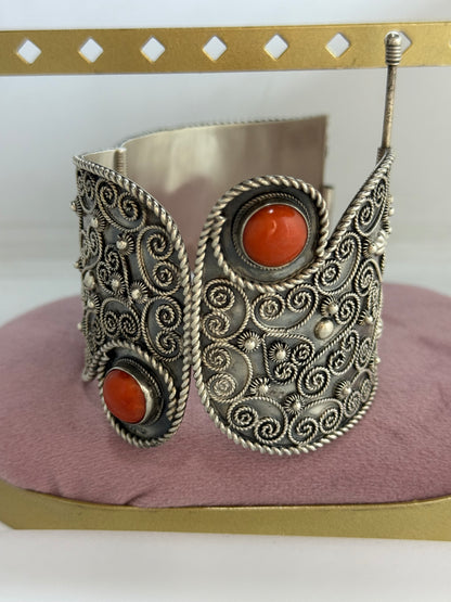 Bracciale in argento 800 corallo rosso