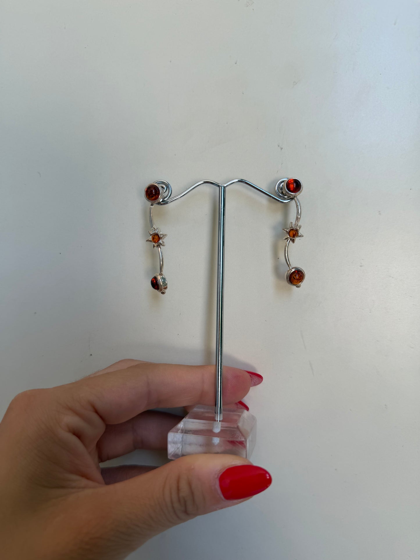 Orecchini semirigidi con pietre Ambra baltica in argento 925