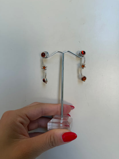 Orecchini semirigidi con pietre Ambra baltica in argento 925