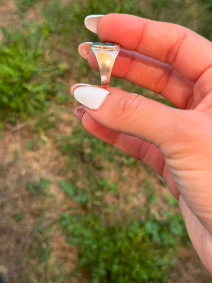 Anello Ovale in Argento 925 con Pietra Turchese Mistico