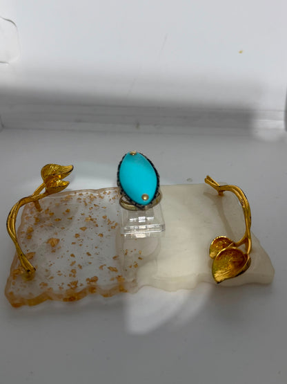 Anello Bottone in Argento 925 con Turchese – Pezzo Unico