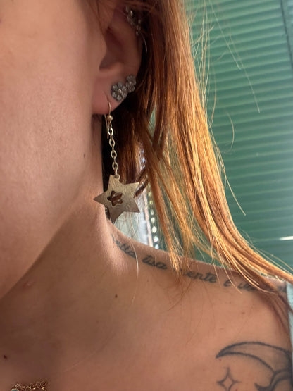 Orecchini Stelle Pendenti in Argento 925 Dorato | Artigianali