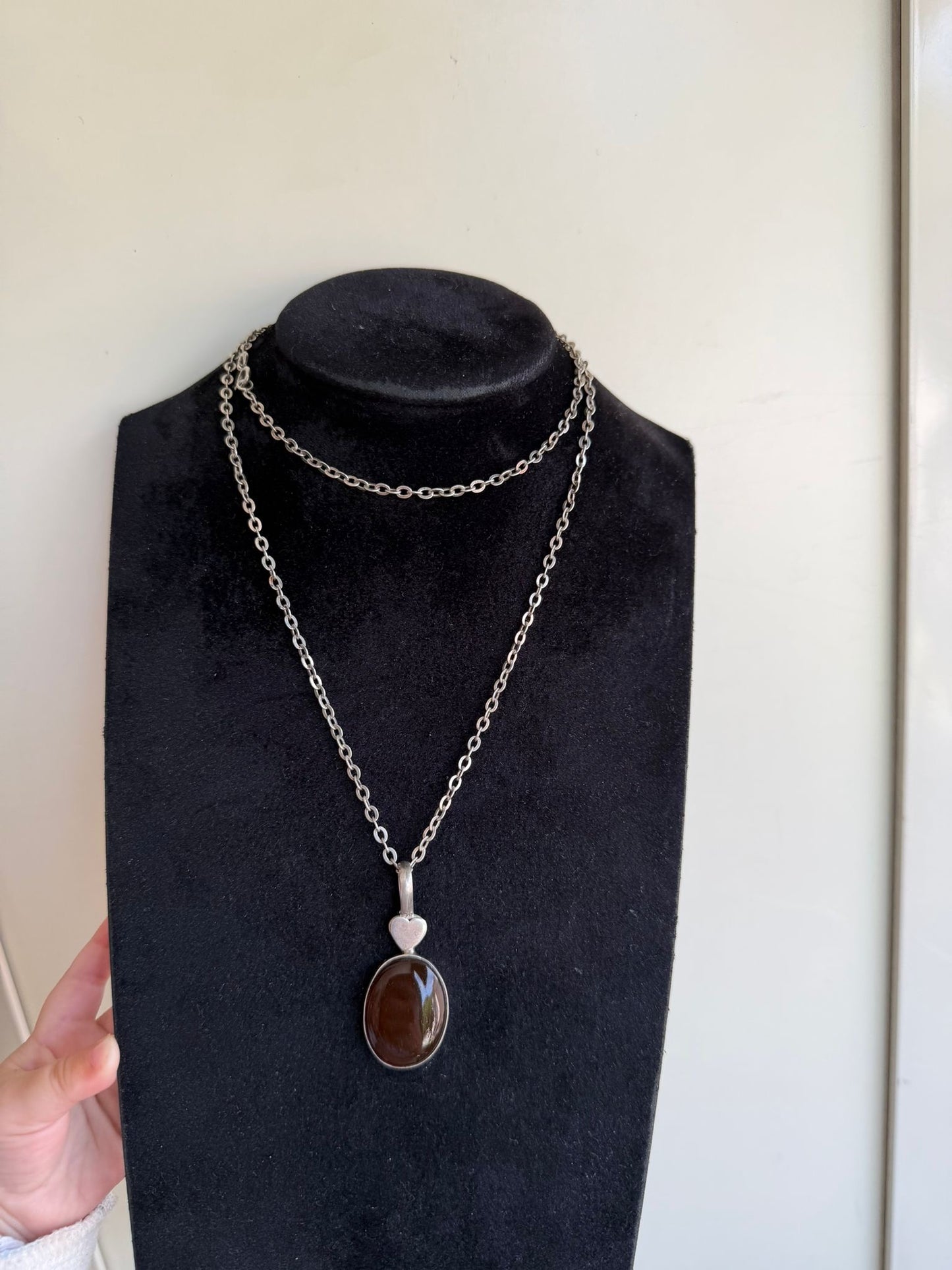 Collana in argento 925 con ciondolo corniola a cuore