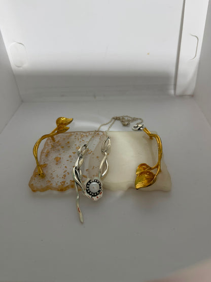 Collana in Argento 925 con Perla Bianca e Fiore