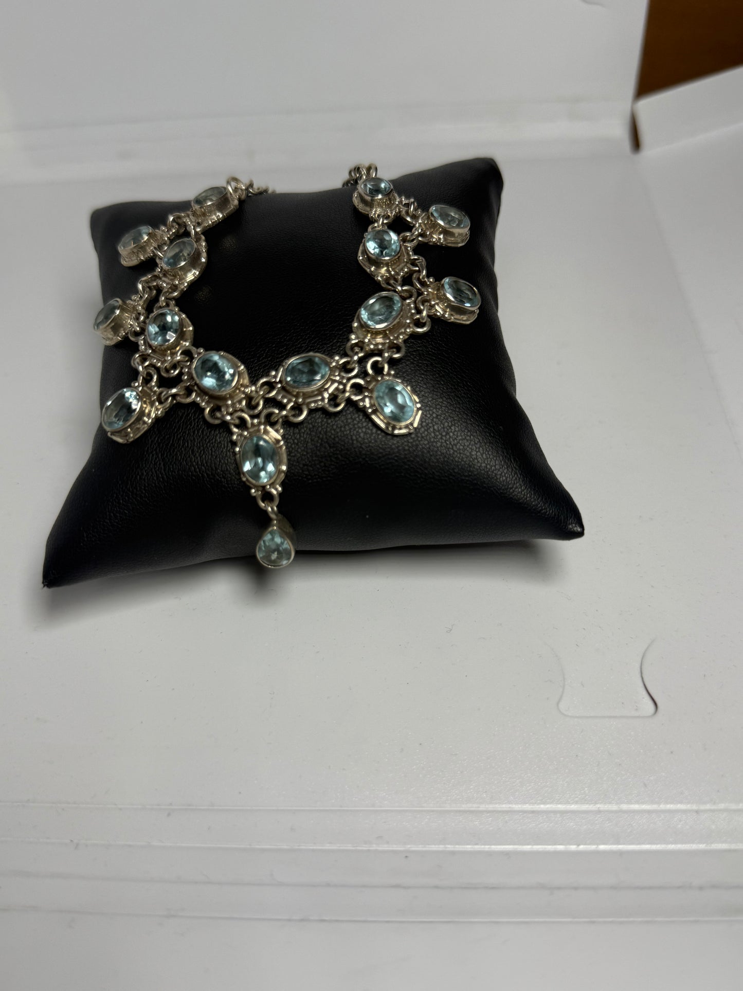 Collana Collier Argento 925 con Pietre Acquamarina Pendenti – Eleganza Marina Pezzo Unico